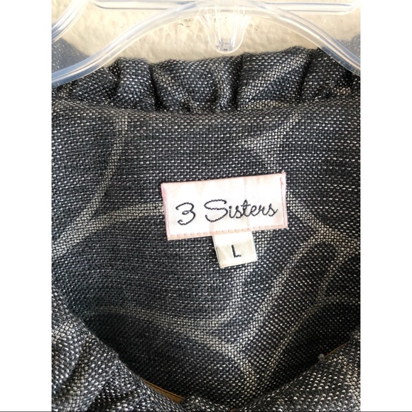 3 Sisters Poet Collar Peplum Black Gray Jacket - Picture 4 of 4